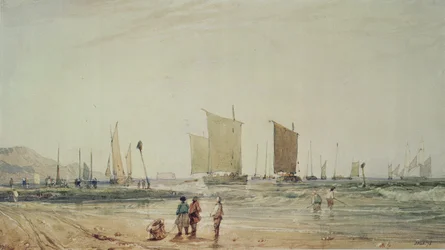 Côte Française, avec Bateaux de Pêche, XIXe siècle